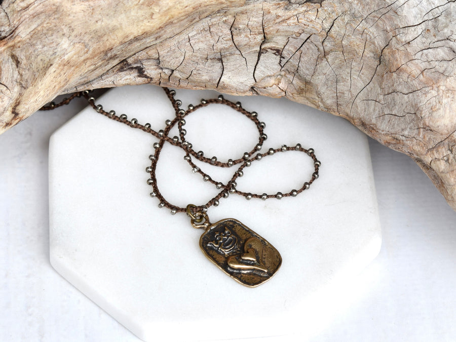 Beach Necklace ~ Bronze Heart & Crochet Seed Beads