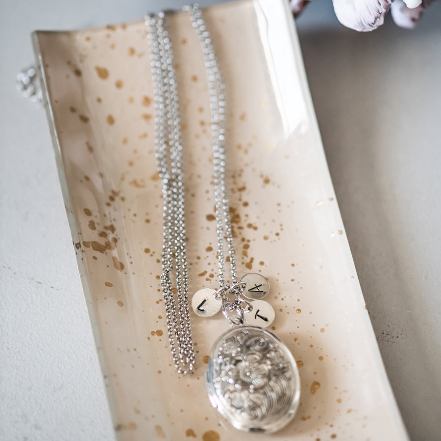 Personalized Locket Necklace ~ Silver Photo Locket