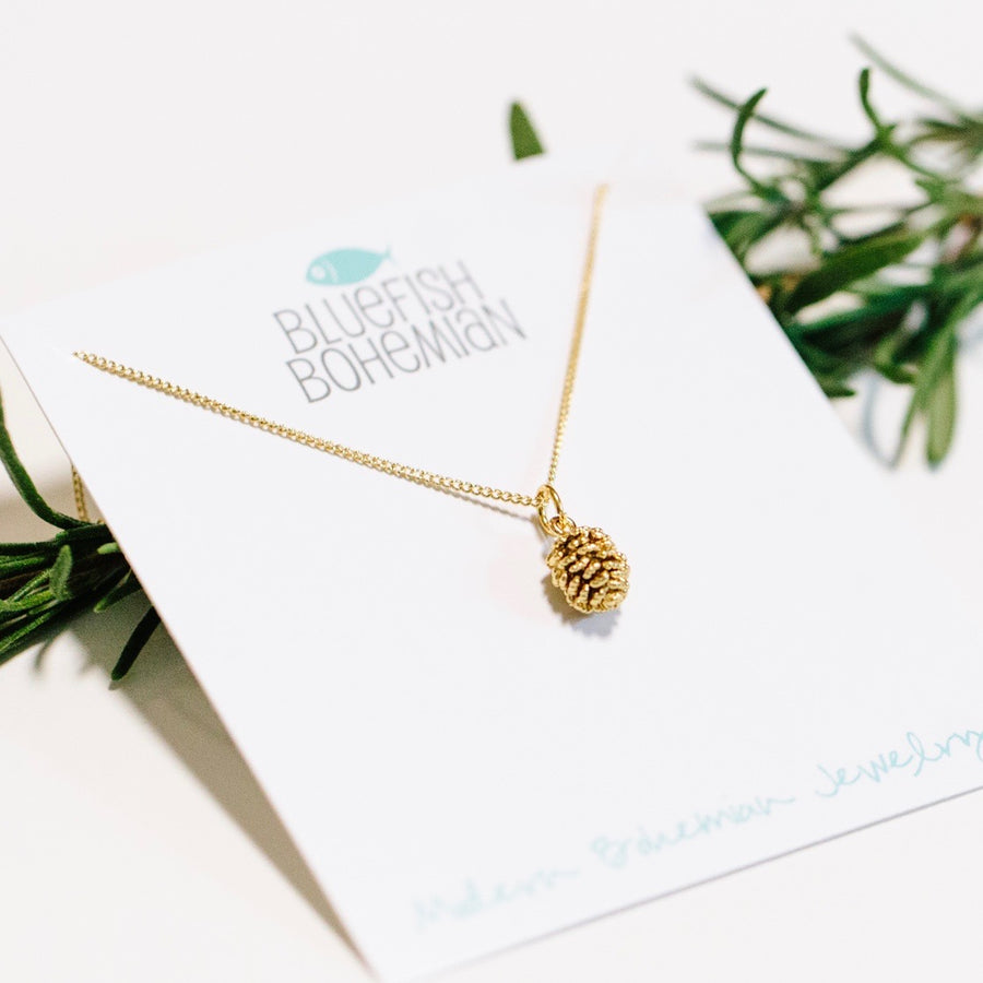 Dainty Pinecone Necklace ~ Gold