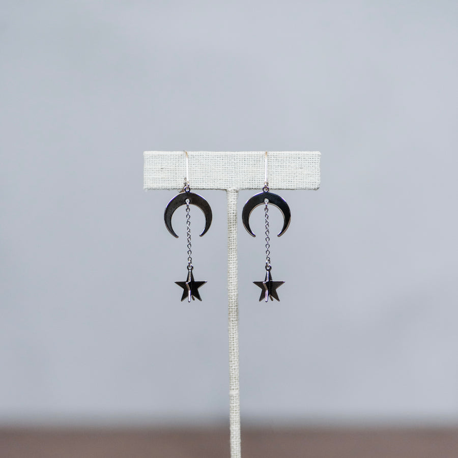 Silver Star & Crescent Moon Earrings