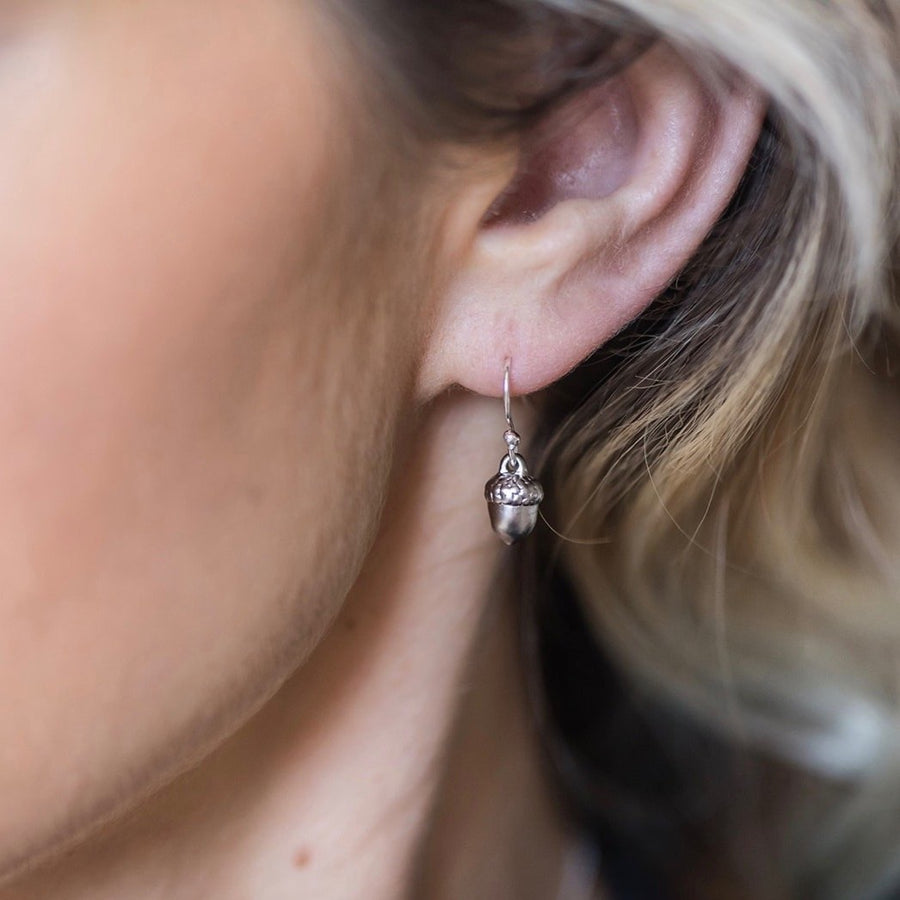 Sweet Silver Acorn Earrings