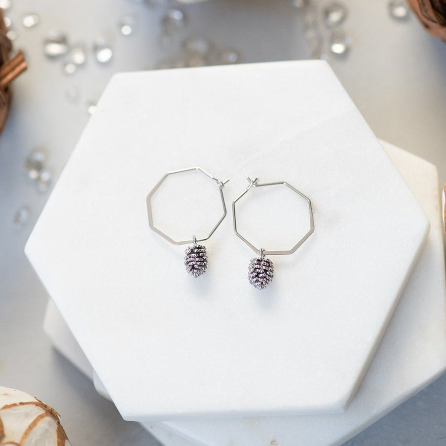 silver pinecone earrings