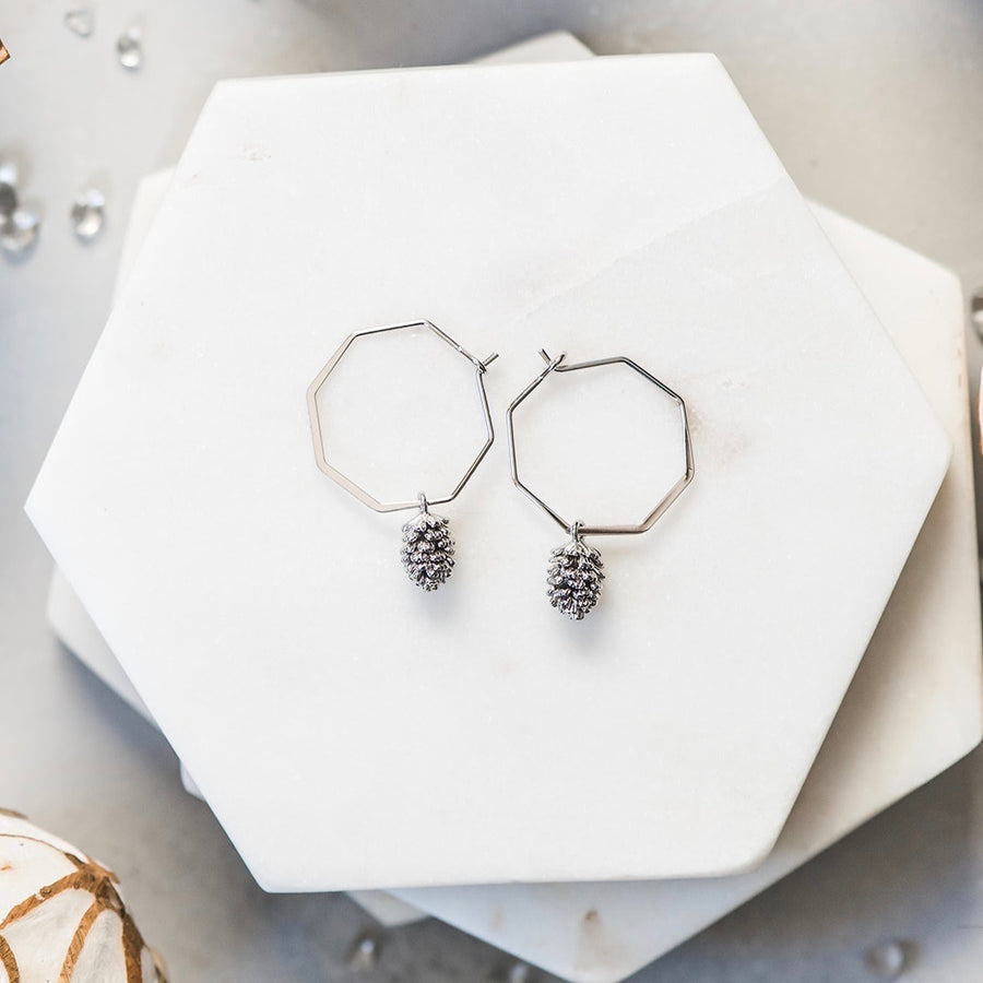 silver geometric hoop earrings