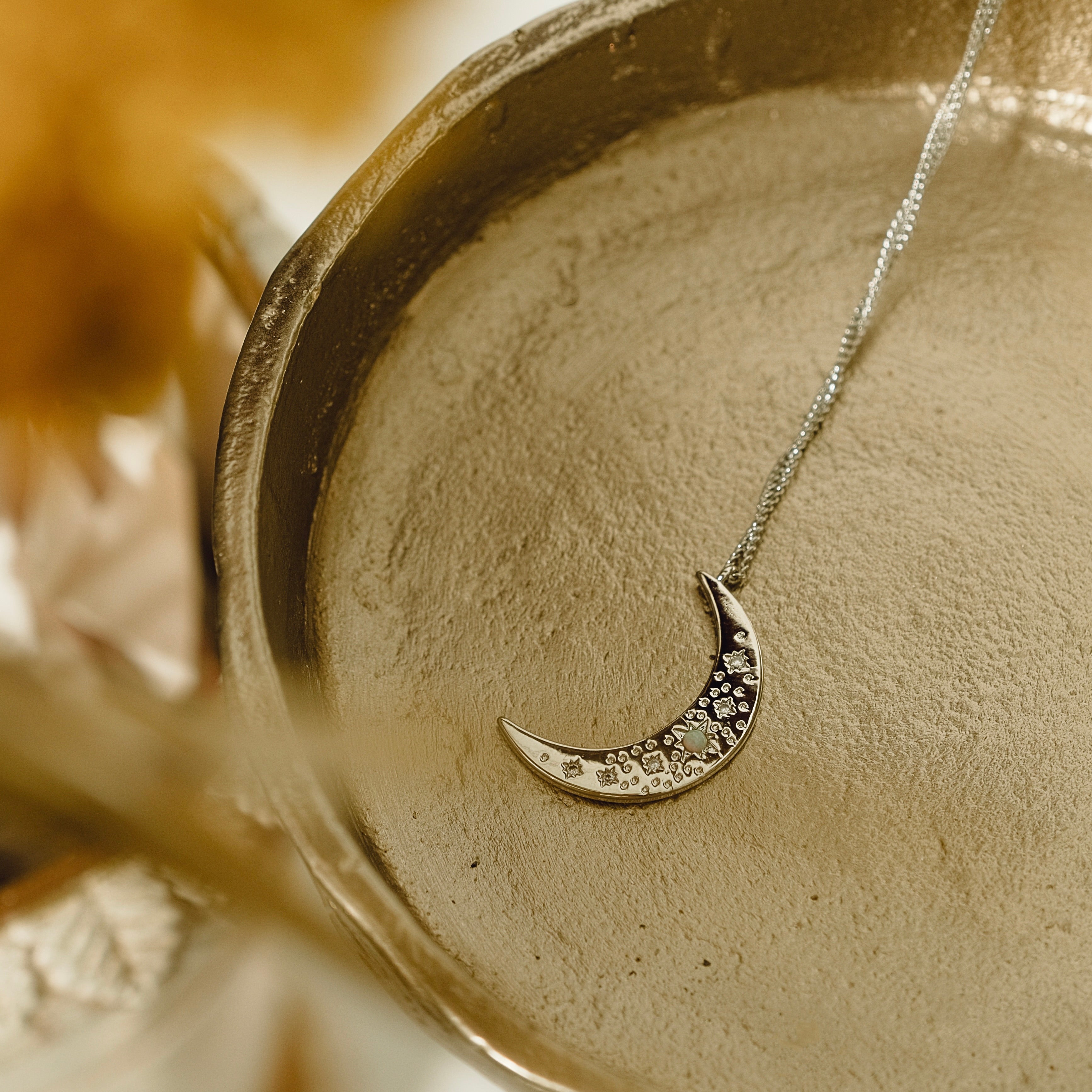 Crescent necklace online silver