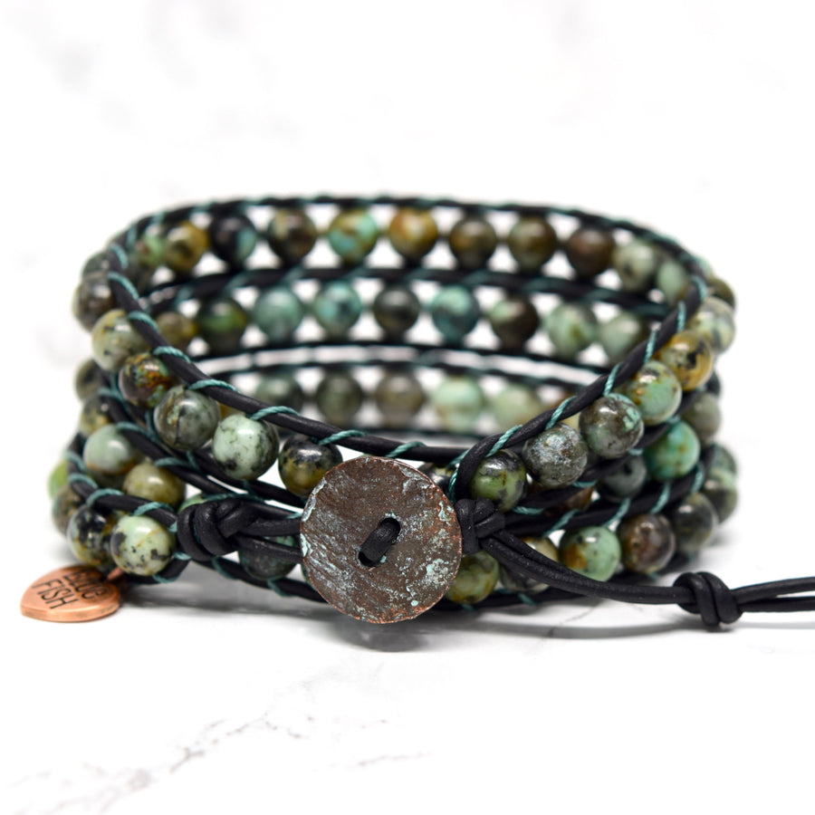 african turquoise wrap bracelet