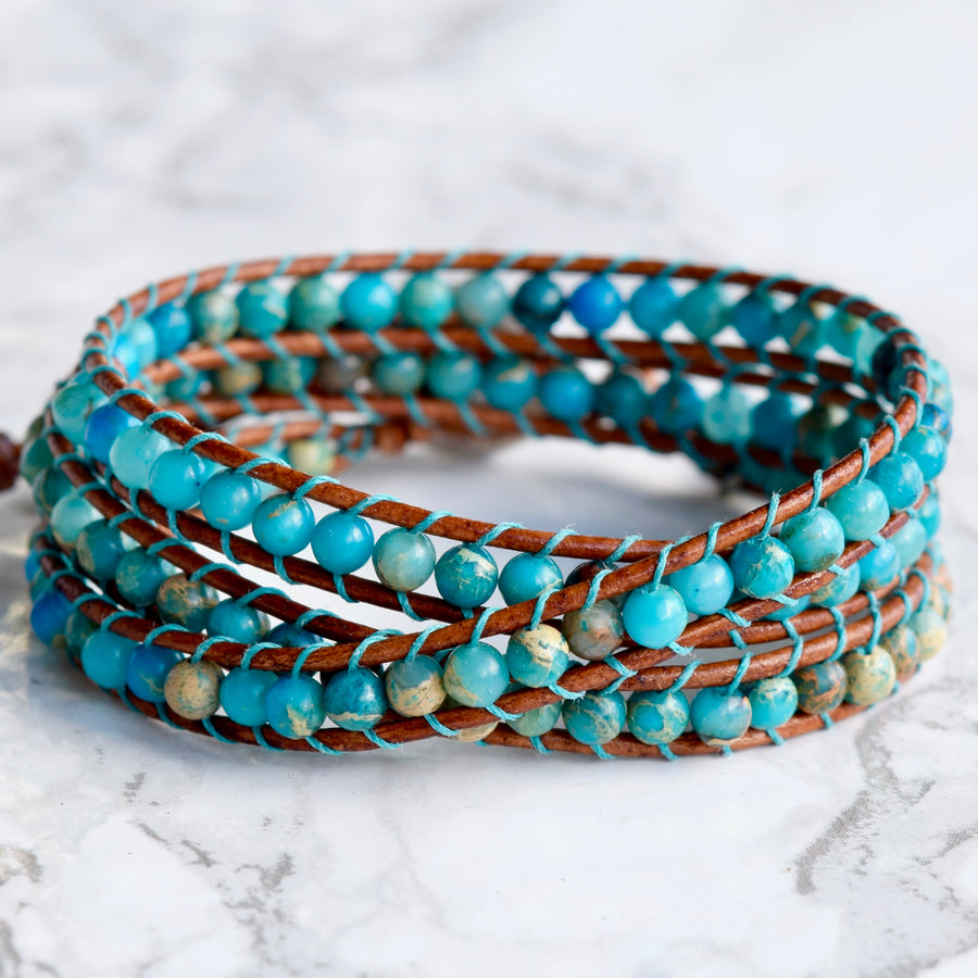 Turquoise Jasper 3 Layer Wrap Bracelet