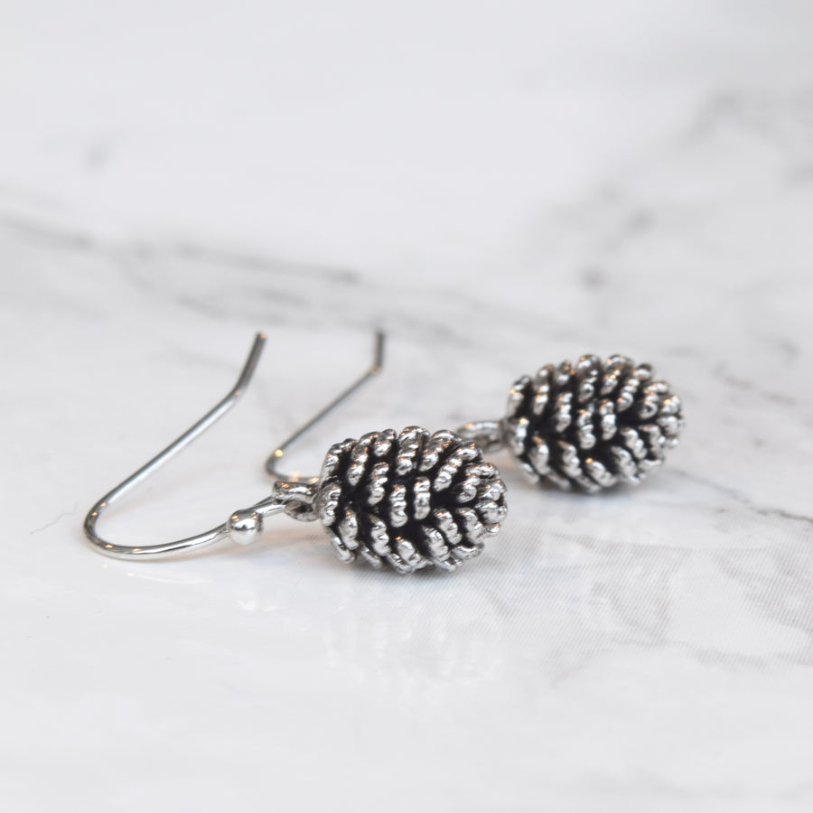 Pinecone Earrings ~ Silver