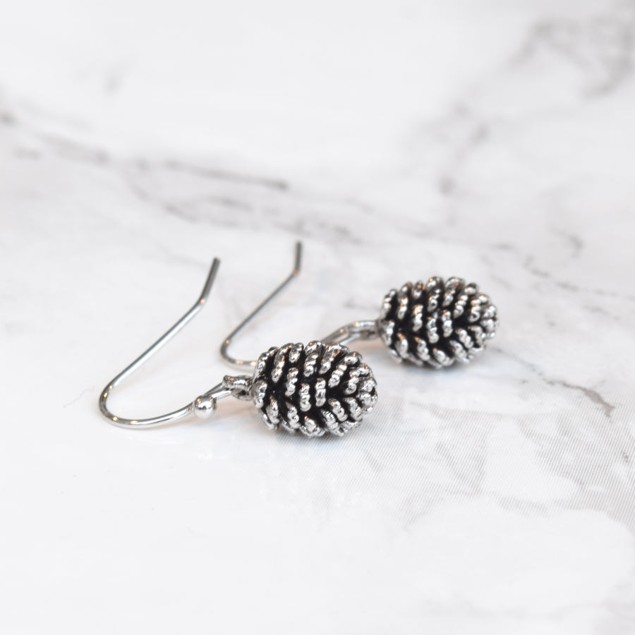 Pinecone Earrings ~ Silver