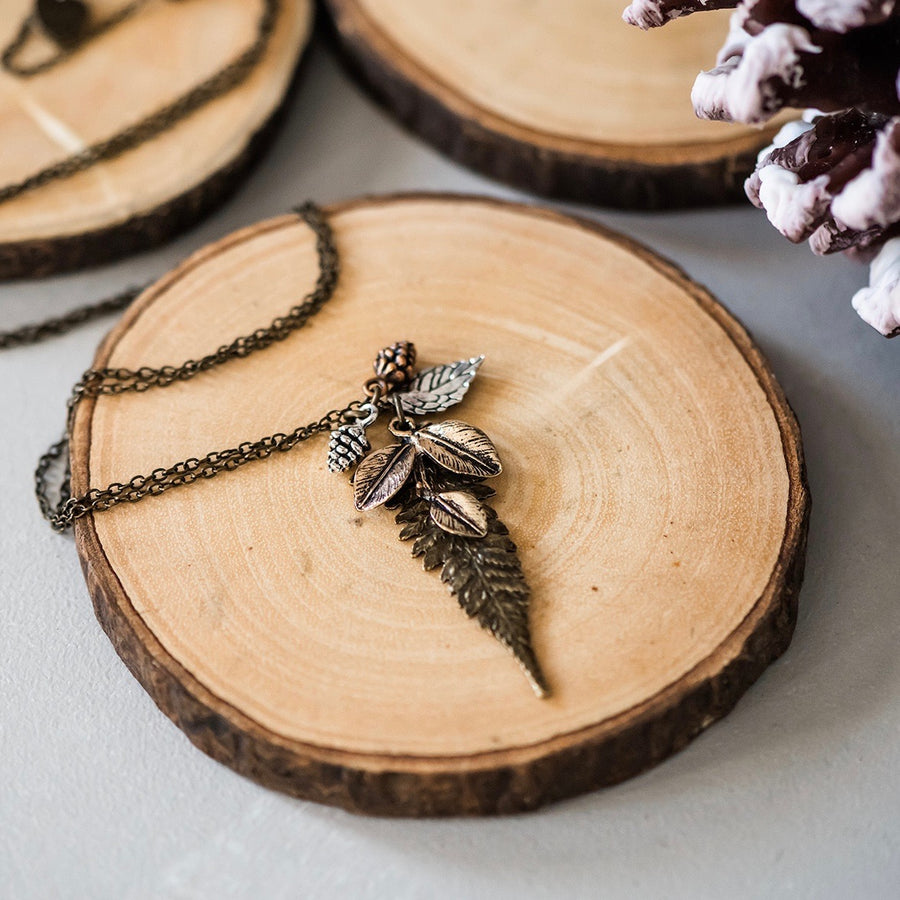 Forest Necklace - Mixed Metals Fern & Leaves