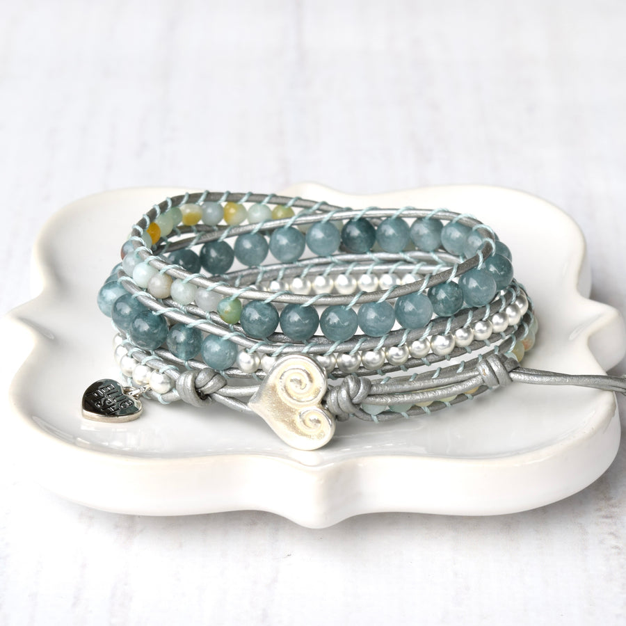 Light Blue Beachy Boho Vibes 3x Wrap Bracelet