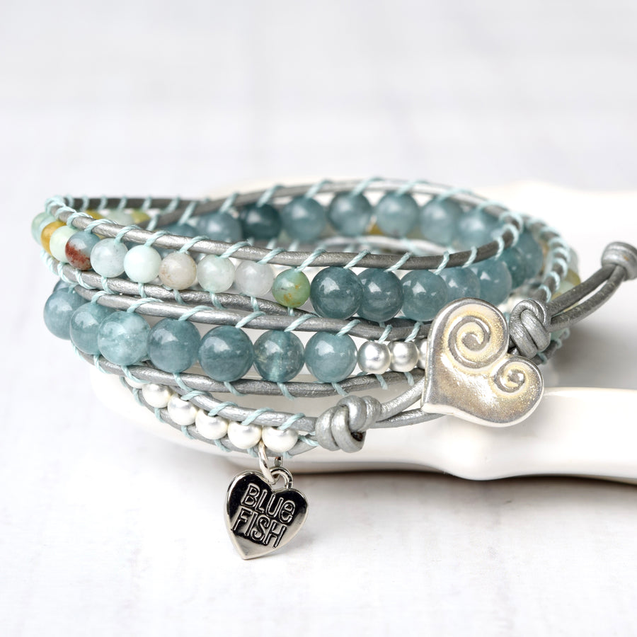 Light Blue Beachy Boho Vibes 3x Wrap Bracelet