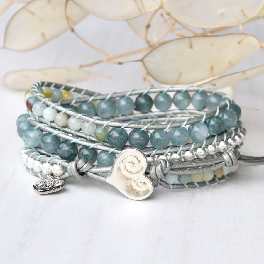 Light Blue Beachy Boho Vibes 3x Wrap Bracelet