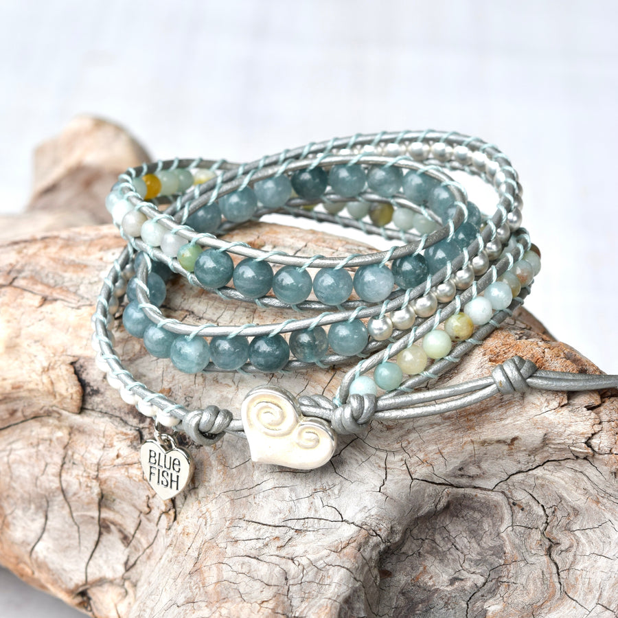 Light Blue Beachy Boho Vibes 3x Wrap Bracelet