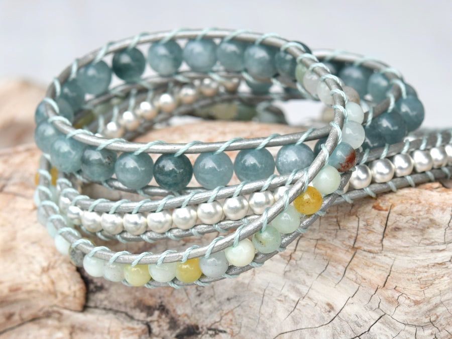 Light Blue Beachy Boho Vibes 3x Wrap Bracelet