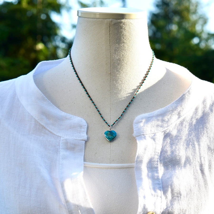 Genuine Turquoise Heart Boho Necklace