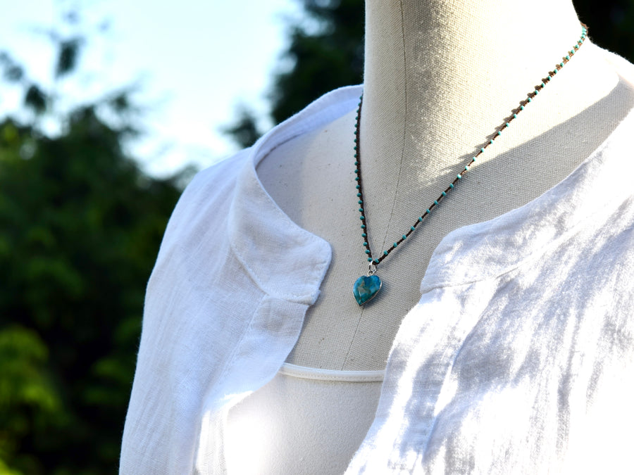 Genuine Turquoise Heart Boho Necklace
