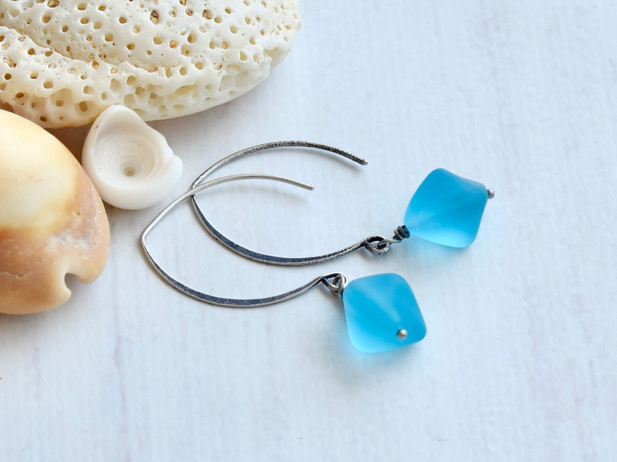 Summer Beach Glass Turquoise Earrings