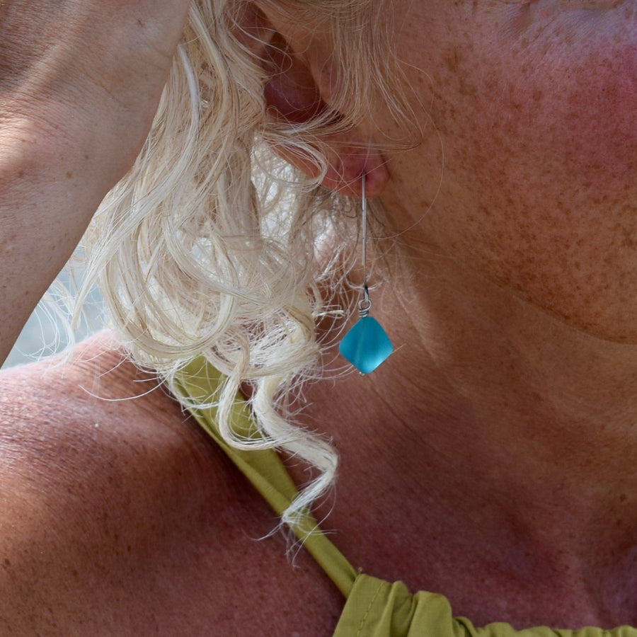 Summer Beach Glass Turquoise Earrings