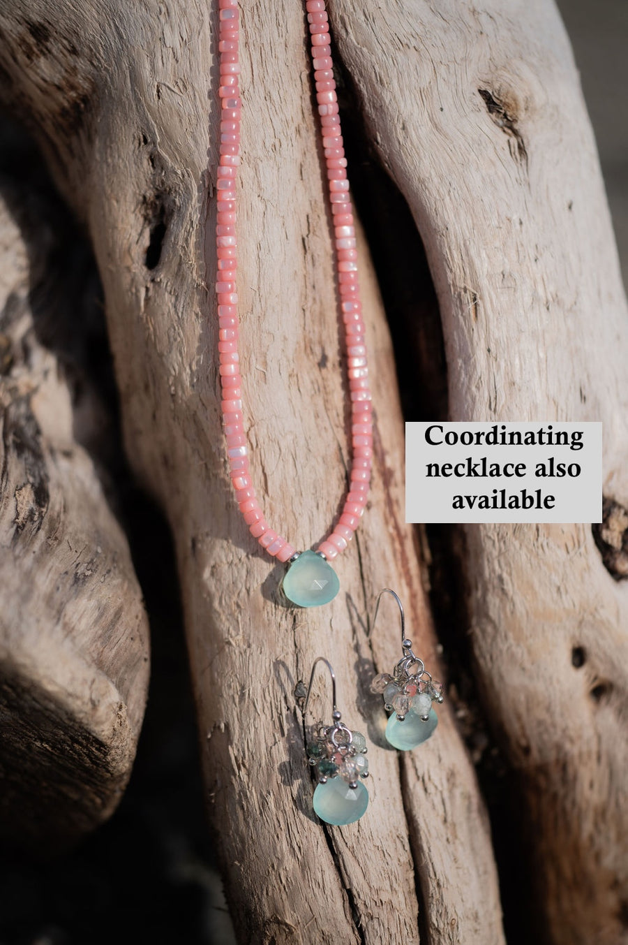Aqua Chalcedony Gemstone & Crystal Fringe Earrings