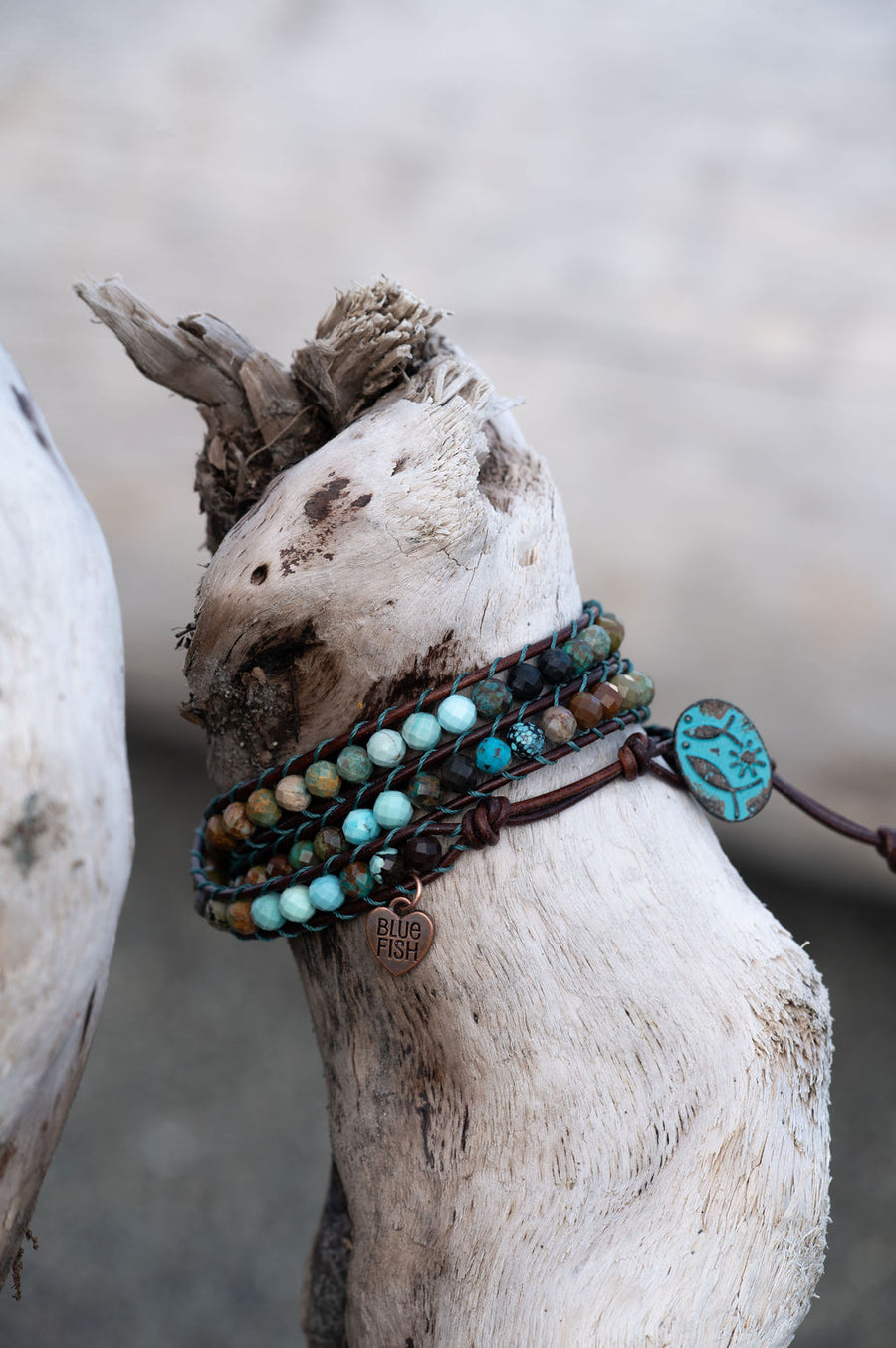 Genuine Turquoise Wrap Bracelet ~ Ombre Shaded Stones