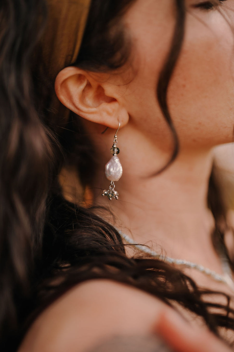Boho Crystal Pearl Fringe Earrings