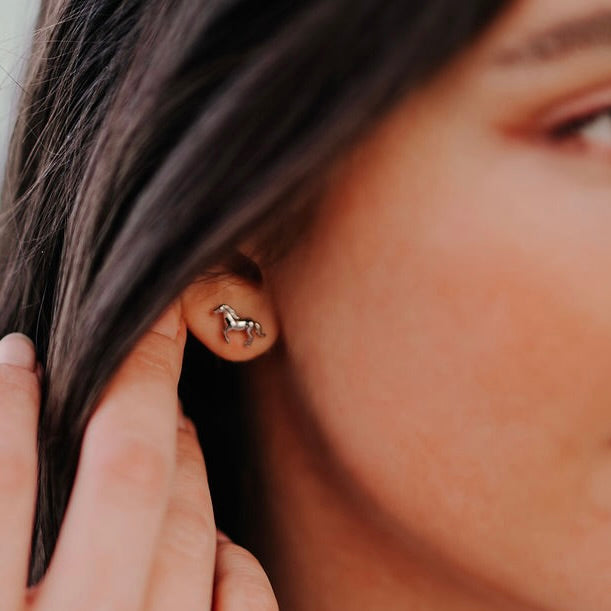 Dainty Horse Stud Earrings