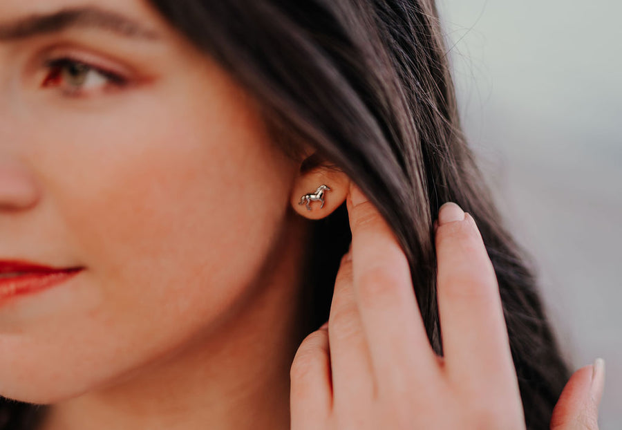 Dainty Horse Stud Earrings