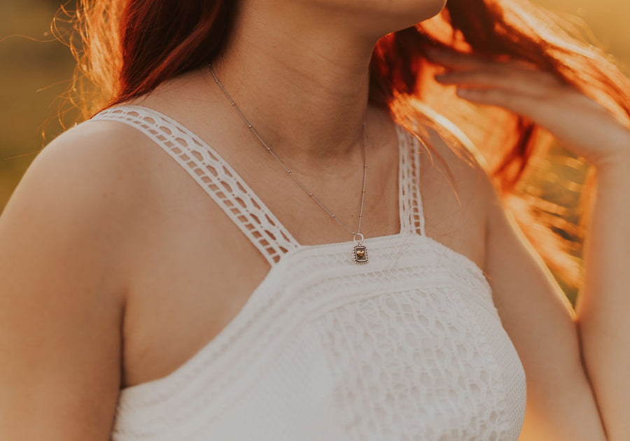 Sterling Silver Mixed Metal Heart Necklace, Dainty Minimalist Everyday Gift For  Her