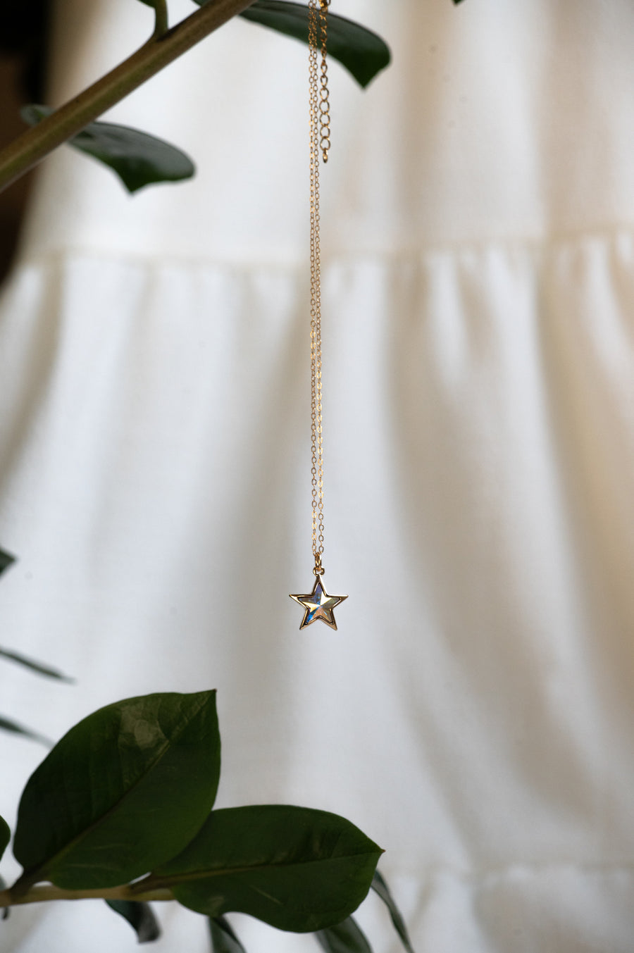 Sparkly Iridescent Crystal Star Gold Filled Necklace