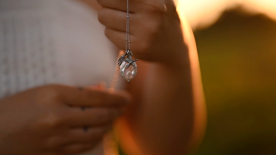 Sterling Silver Beach Charms Necklace ~ Starfish, Seashell, and Pearl