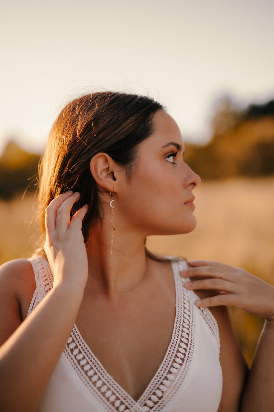 Sparkly Gold Moon & Falling Stars Earrings