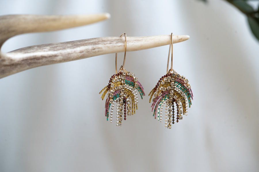 Boho Multi Color Chain Fringe Earrings ~ Gold Filled Ear Wires