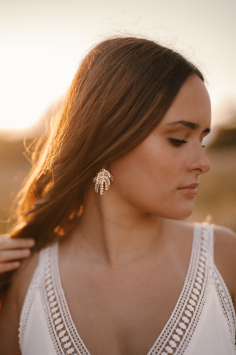 Boho Multi Color Chain Fringe Earrings ~ Gold Filled Ear Wires