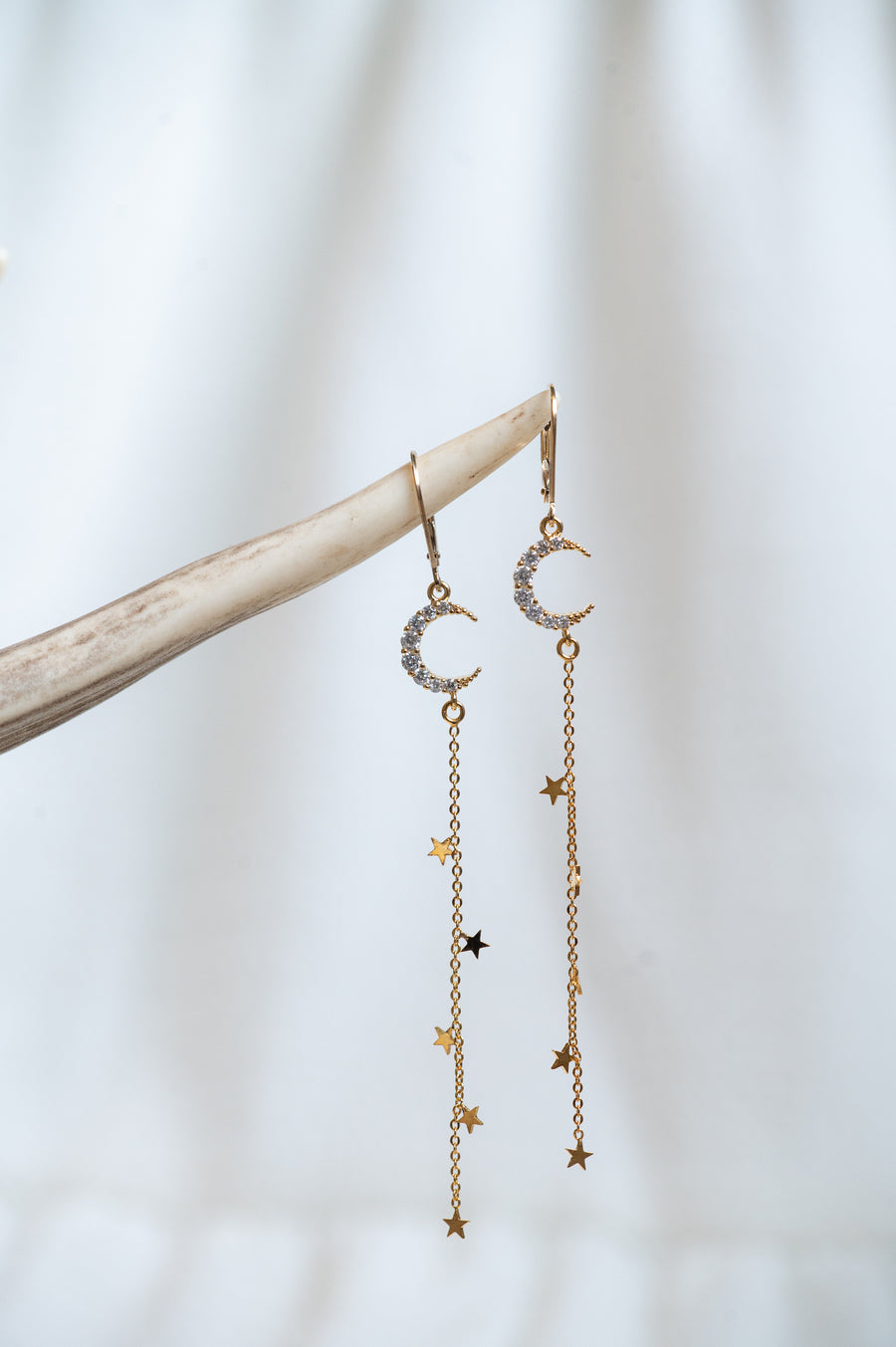 Sparkly Gold Moon & Falling Stars Earrings