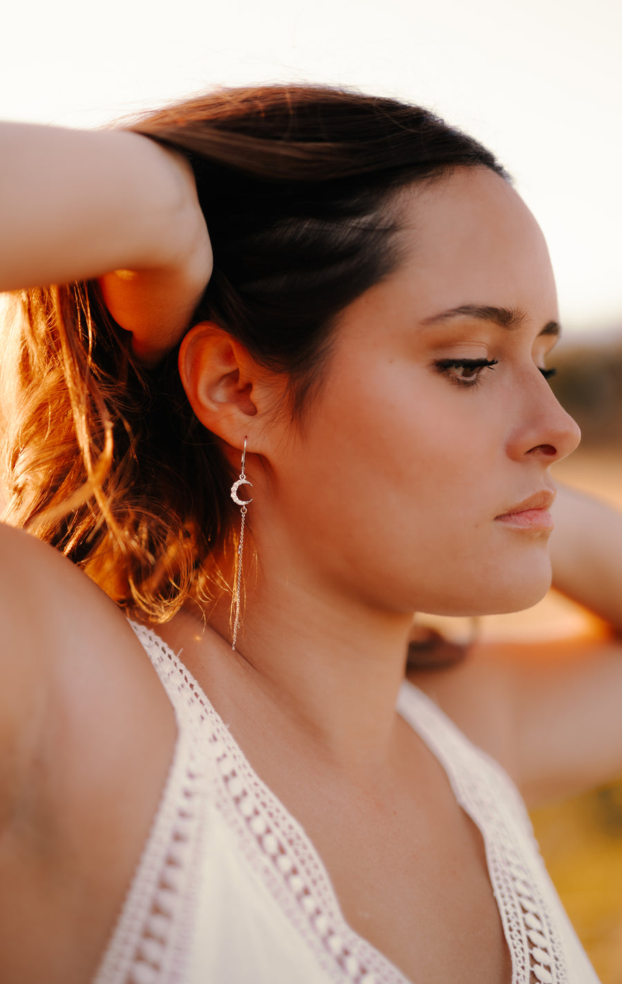 Sparkly Silver Moon & Falling Stars Earrings