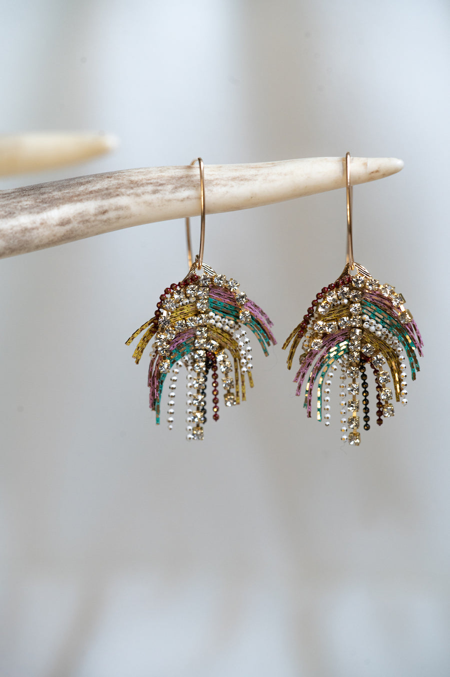 Boho Multi Color Chain Fringe Earrings ~ Gold Filled Ear Wires