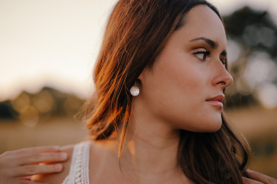 Sterling Silver Hammered Disc Drop Earrings