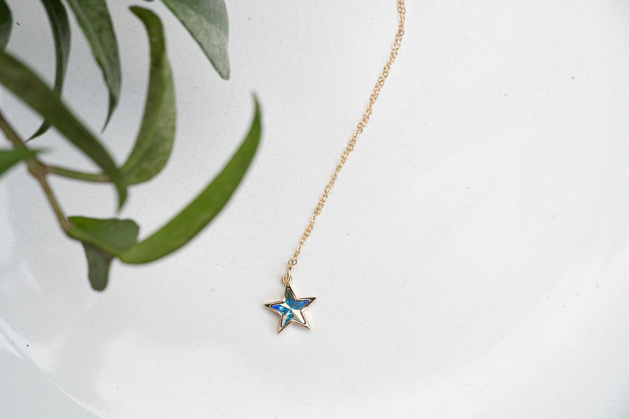 Sparkly Iridescent Crystal Star Gold Filled Necklace