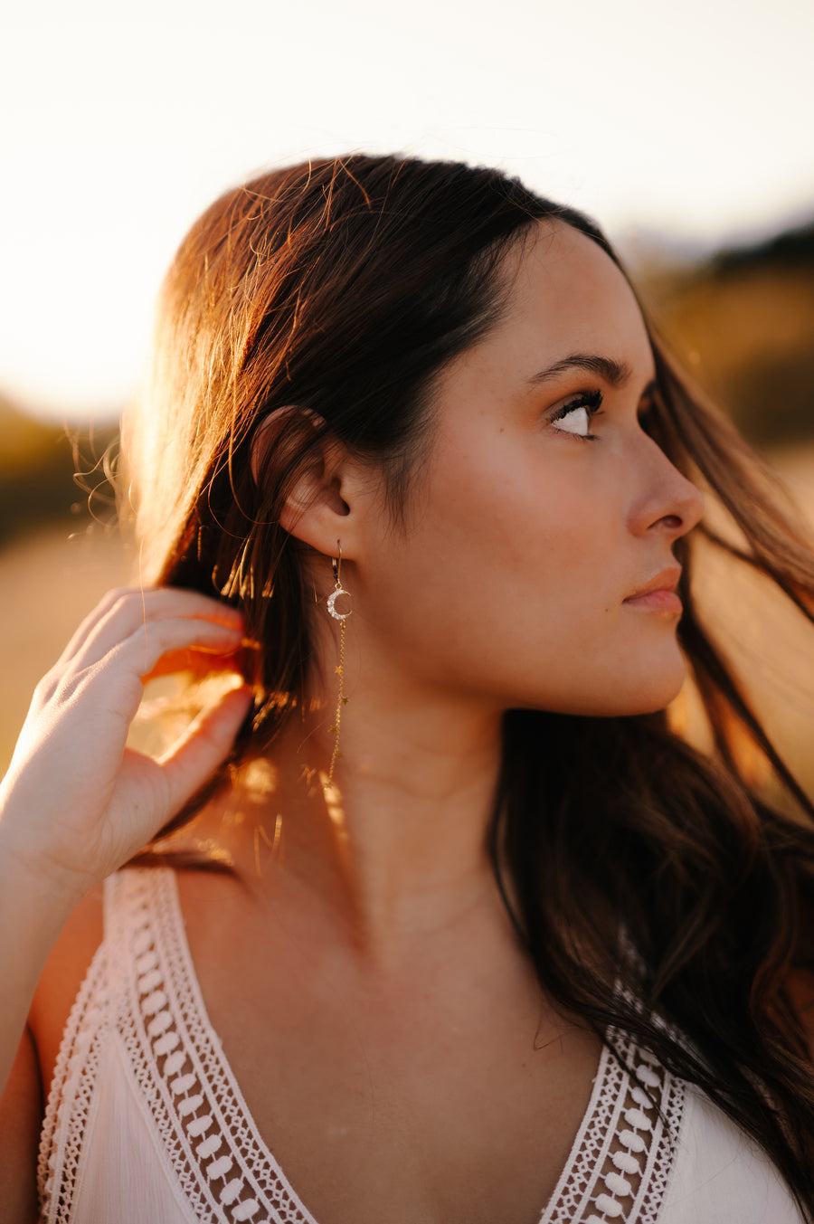 Sparkly Gold Moon & Falling Stars Earrings