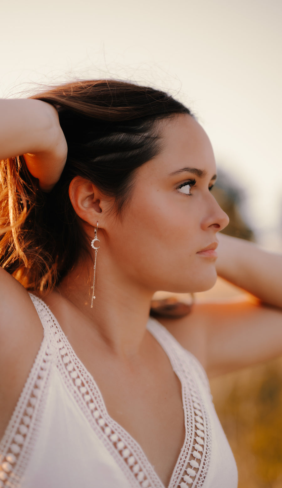 Sparkly Silver Moon & Falling Stars Earrings