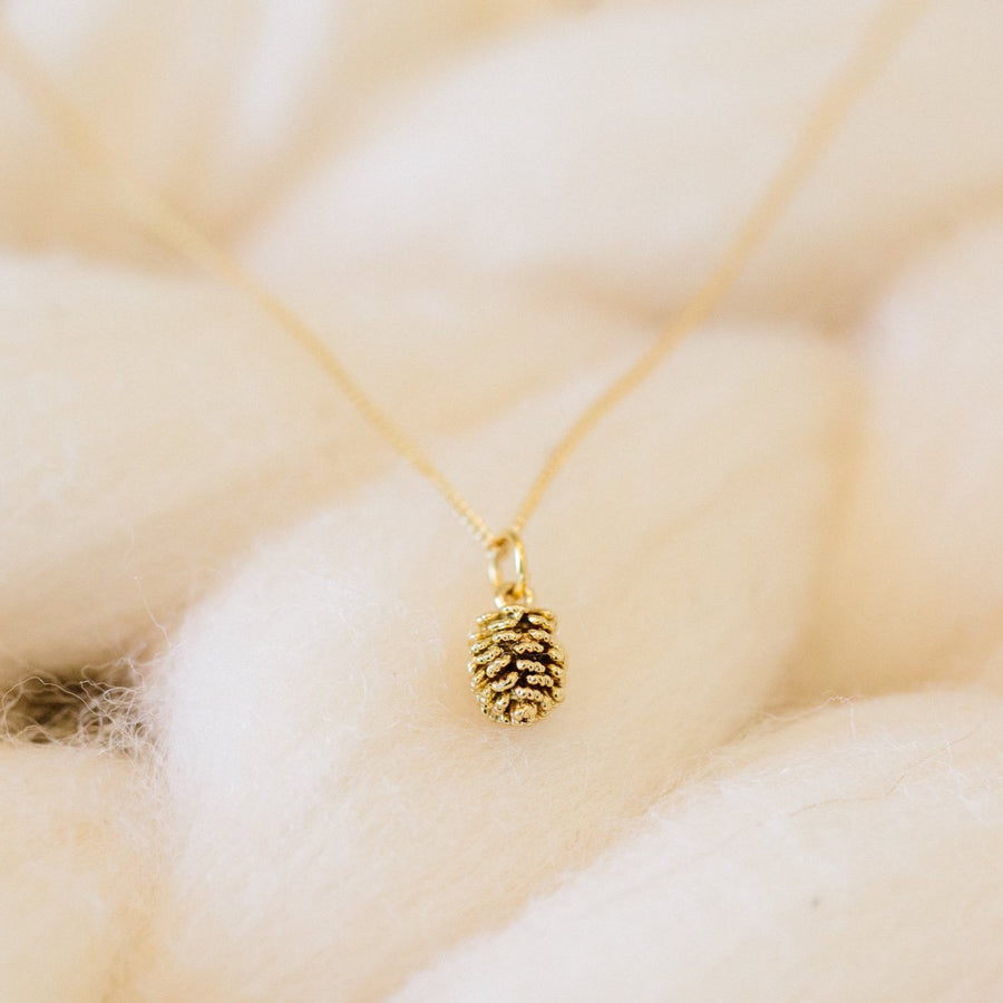 gold pinecone pendant necklace
