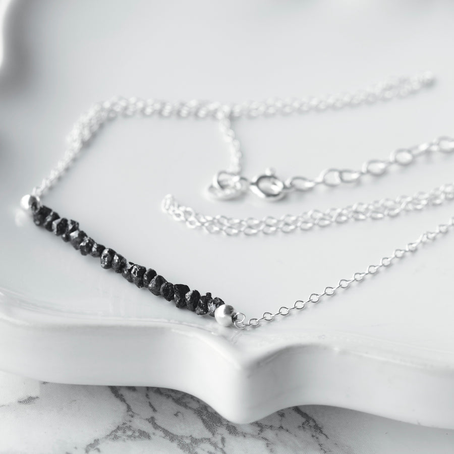 black diamond nugget necklace sterling silver