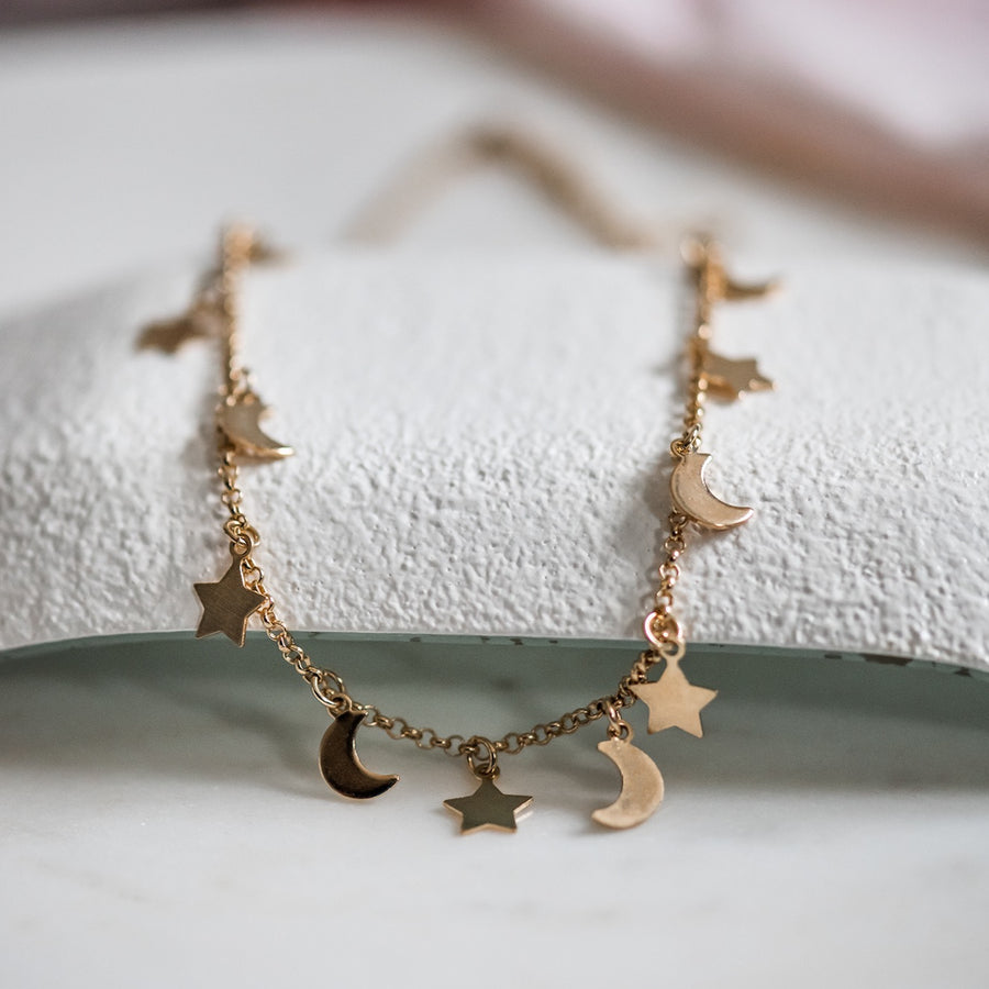gold moon & stars necklace