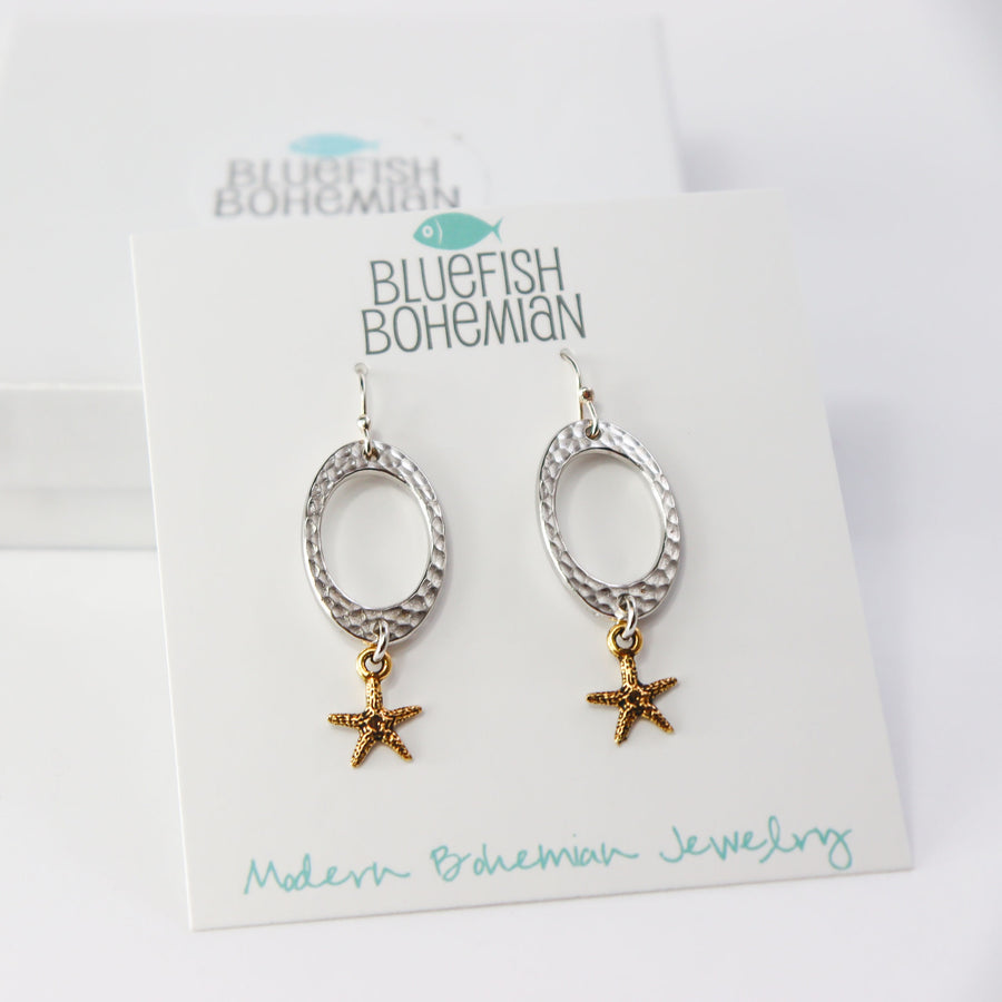 boho beach earrings starfish earrings silver gold starfish