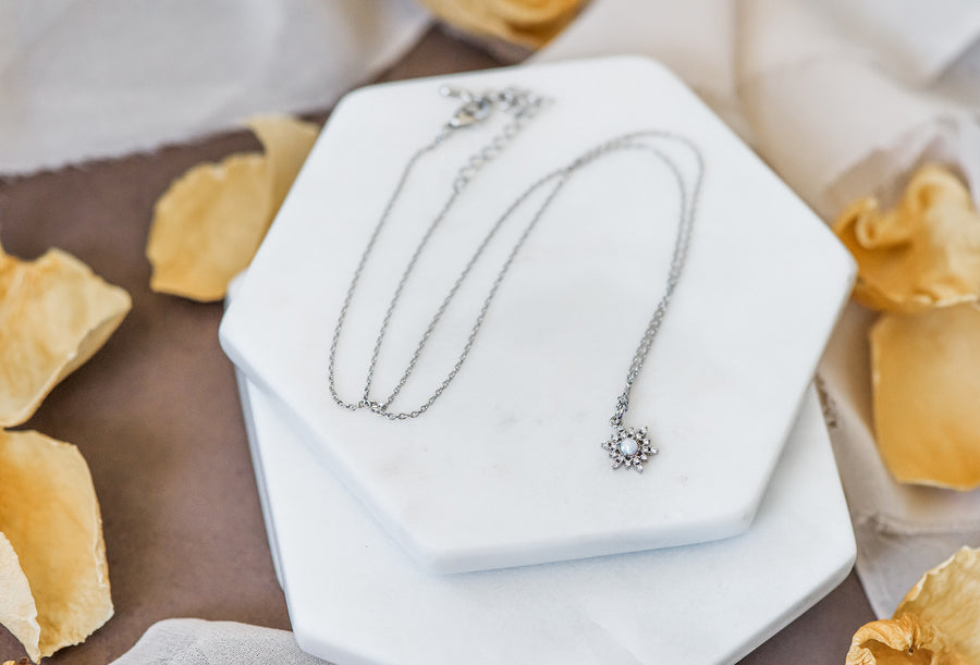 Sparkly Opalite Snowflake Necklace
