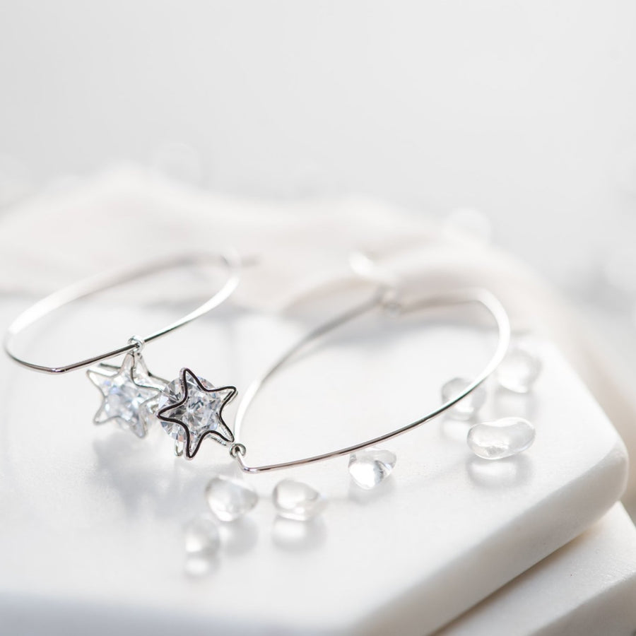 sparkly silver star earrings