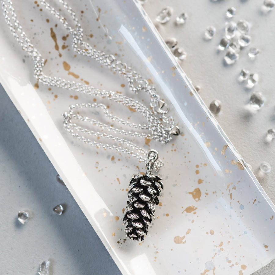 Pinecone Sterling Silver Necklace ~ Large Silver Pinecone Pendant