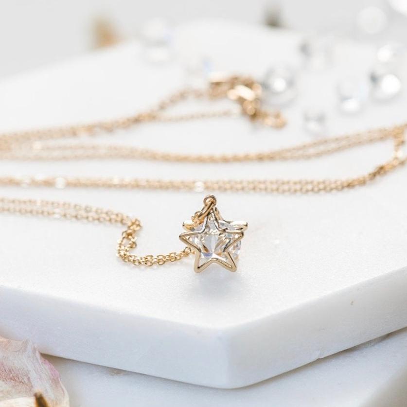 Star Necklace ~ Dainty Sparkly Gold Star Pendant