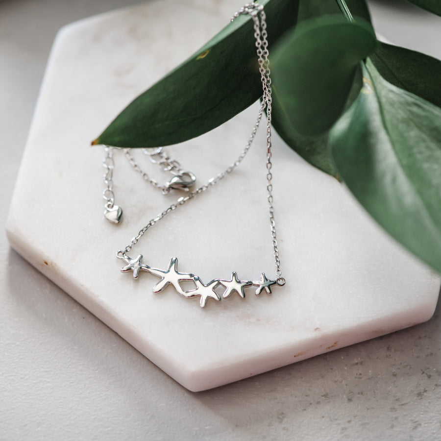 Starfish Cluster Sterling Silver Pendant Necklace