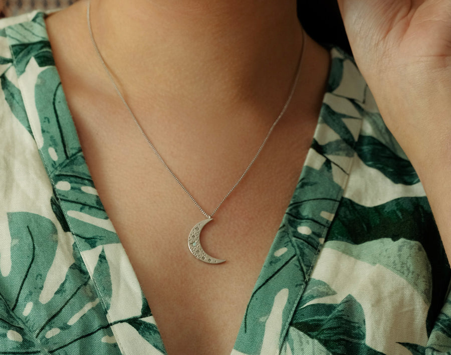 Silver Crescent Moon Necklace